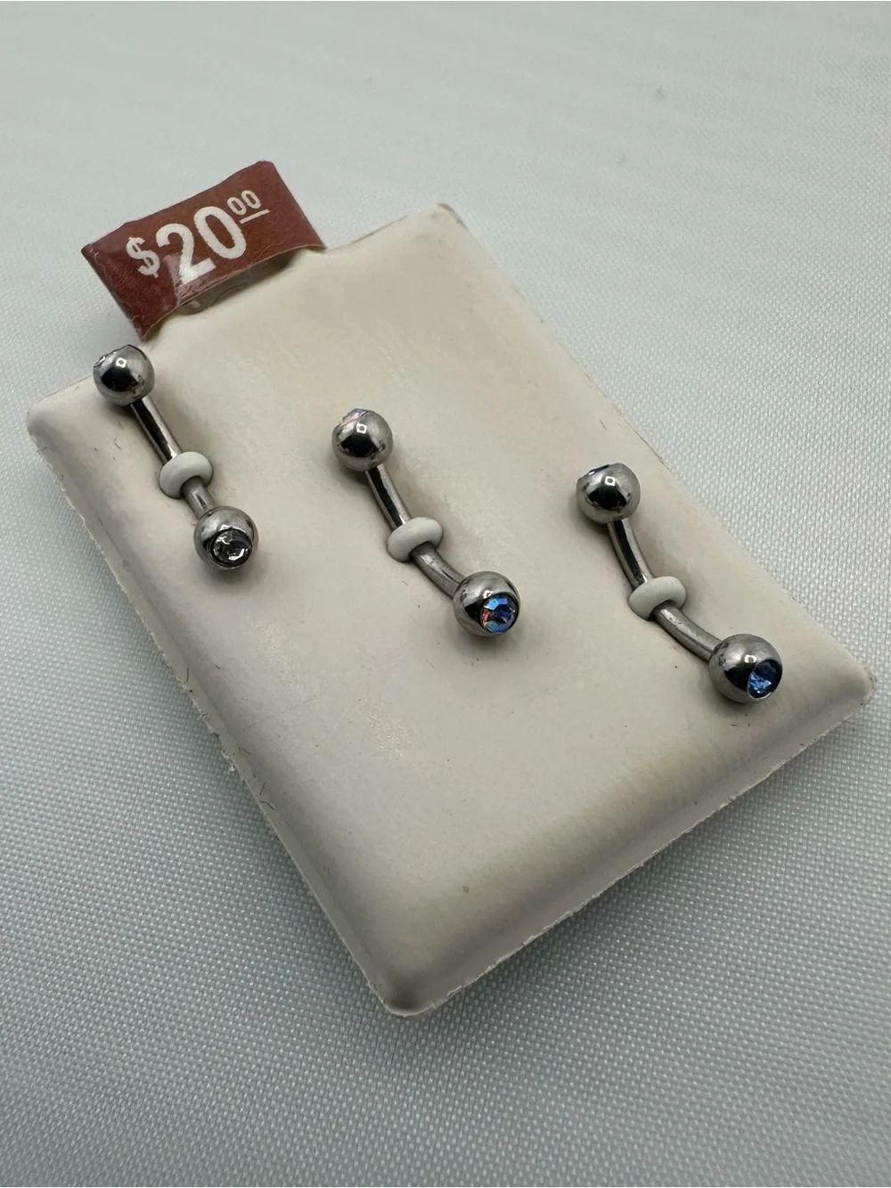 New 16G Eyebrow Barbell Set – Iridescent Trio (Set of 3)